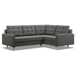 mebligo Eckcouch Textil 4-Sitzer Dunkelgrau