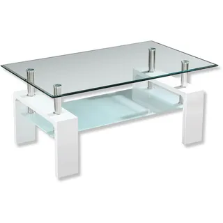 Couchtisch - Sicherheitsglas - weiß - 100 cm breit