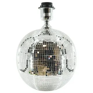 Signature Home Collection Tischleuchte Tischlampe Disco Lampenfuß aus Glas Silber 20x20x20 cm, ohne Leuchtmittel, Lampe in Diskokugel Optik silberfarben