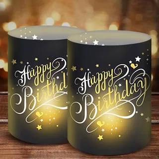 Moorle 12 Windlicht Tischdeko Geburtstag, Happy Birthday Deko Schwarzes Gold Tischdekoration, Deko Geburtstag Junge Männer, Geburtstag Tischdeko Frauen, Windlichter Deko für Teelichter oder Kerzen