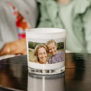 Kerze im Glas mit Foto - Muttertag (10 x 10 x 10 cm)
