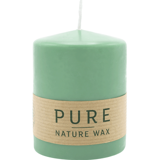 100% PURE, NATURAL WAX, Stumpenkerze, Smaragd, WENZEL, 90/70 mm, Brenndauer ca. 38h, 100% plastikfrei