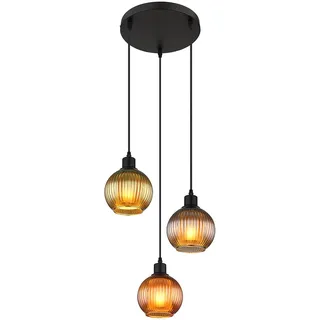 LED Pendellampe 3 flammig Esstischleuchte Glas Wohnzimmerlampe Hängelampe, Glas petrol, bronze, grün, 3x 7W 3x 806lm warmweiß, DxH 36 x 120 cm
