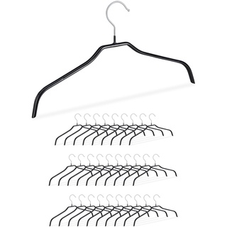 Relaxdays Rutschfeste Kleiderbügel, 30er Set, Hemdenbügel, Blusenbügel mit Gummiummantelung, Metall, 42 cm, schwarz
