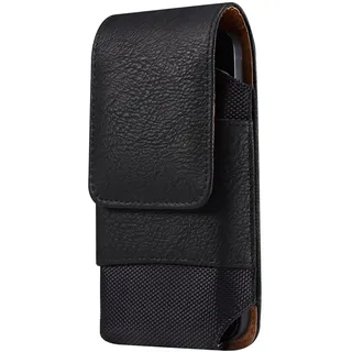 Handy Gürteltasche mit Gürtelclip Leder, Handy Hüfttasche Leder Schwarz | Universal Herren Handytasche Bauchtasche Gürtelclip Handyhülle Kartenfach mit Gürtel Schlaufe für Wandern Reisen Outdoor