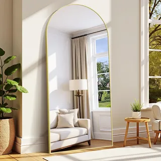 WOLIBEER Großer Ganzkörperspiegel 192x85 cm XXL Standspiegel und Wandspiegel mit Goldrahmen aus Aluminium Sicherer Stabiler Deko-Spiegel für Wohnzimmer Schlafzimmer Flur Schmink