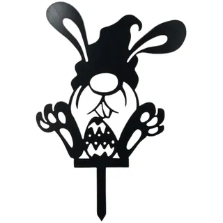 Creativ Metall Osterfigur (1 St), Gartenstecker XXL Gartenzwerg Zwerg rostend 390x555mm Osterdeko silberfarben