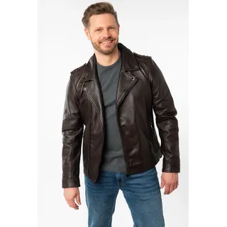 Lederjacke MAURITIUS "MMRibano SF", Herren, Gr. XL, braun (schwarz braun), Obermaterial: 100% Schafsleder. Futter: 100% Baumwolle. Ärmelfutter: 100% Polyester, regular fit normal, mit Druckknöpfen, Jacken, mit Reverskragen