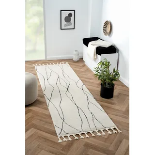 Myflair Moroccan Handwrite Hochflor-Läufer 80 x 250 cm Schwarz/Weiß