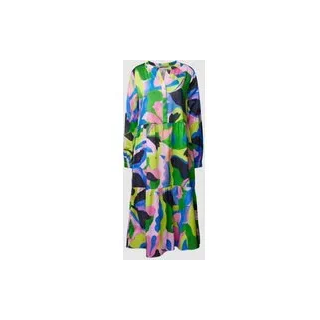 Midikleid mit Allover-Muster Modell 'Open conctructed Volant', Gruen, L