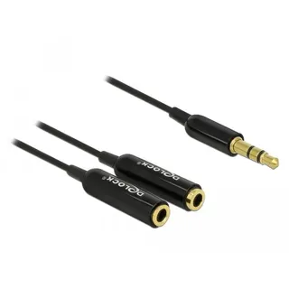 DeLock Audiokabel Mini-Phone Stereo 3,5mm (M) - Mini-Phone Stereo 3,5mm (W) 0,25m schwarz
