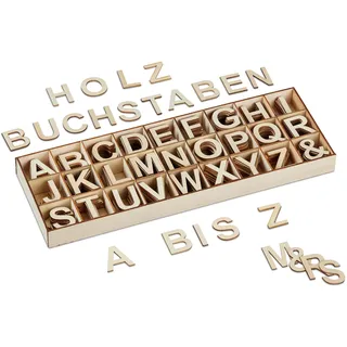 Relaxdays Holzbuchstaben Set 324 TLG., Beige,