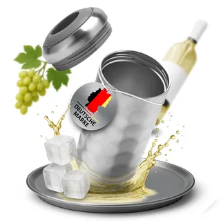 Merkaro - ARKTIS Weinkühler Edelstahl – stilvolles Einschenken direkt im Kühler | Vakuum-Isolierter Flaschenkühler für Wein, Sekt, Champagner - doppelwandig (Edelstahl)