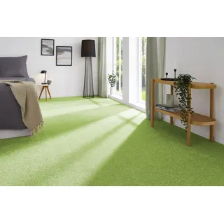 andiamo Teppichboden Izmir für Wohnzimmer und Kinderzimmer - Teppichboden Meterware zum Verlegen - Teppichbelag mit hoher Trittschalldämmung - weicher Teppichboden 400 x 300 cm Grün