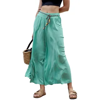 Och Bella Hosenrock Damen Lang mit hoher Taille - Aus extrem weichem, luftigem Material Hosen Damen - Lässige Hosen Damen High Waist Perfekt für die kommende Sommersaison (Minze M) - M