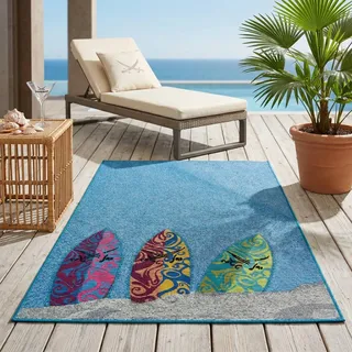 Sansibar Sylt Outdoorteppich, Blau, Textil, Wasser/Strand/Meer, Rechteckig, 190x290 cm, Oeko-Tex®, für Fußbodenheizung geeignet, Teppiche & Böden, Teppiche, Outdoorteppiche