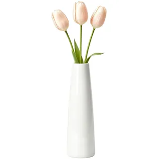 Weiße Keramik-Vase, hoch, schmaler Hals, konische Vasen, dekorative Knospenvasen für einstielige Blumen, getrocknetes Pampasgras, Heimdekoration, Hochzeit, Tafelaufsätze, Büro, Schreibtisch (Blume