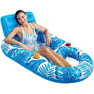 Wasser Pool Luftmatratze Für Erwachsene, Aufblasbare Pool-Flöße Mit Getränkehaltern Und Rückenlehne, Schwimmsessel Für Sommerpartys, Tanning Pool Für Wasserparty