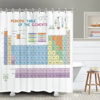 Famanu Duschvorhang Periodensystem - wasserdichtes Badezimmeraccessoire 182 x 183 cm