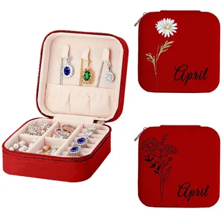 Mocessory Personalisierte Schmuckschatulle mit Namen, kleine Reisebox für Halsketten, Ohrringe und Armbänder, personalisiertes Geschenk für Freundinnen, Mütter oder Brautjungfern