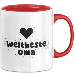 Trendation Tasse Weltbeste Oma Tasse mit Spruch Geschenk Oma, Keramik rot