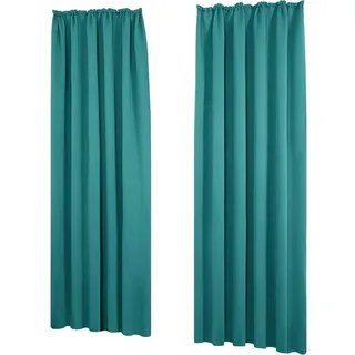 XWZO Thermovorhang Kräuselband 140 x 260 cm Türkis 2er Set