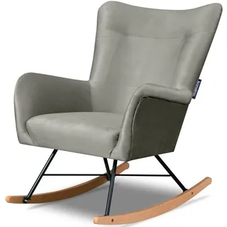 KONSIMO® Schaukelsessel ADDUCTI Stillsessel, Schaukelstuhl, pflegeleichter Veloursstoff,Hergestellt in EU grau
