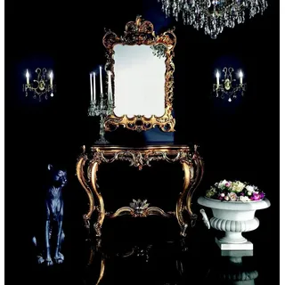 JVmoebel Schminktisch Barocker Schminktisch mit goldfarbener Veredelung und Spiegel, Made in Italy