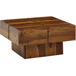Wohnling Couchtisch Braun Sheesham 57,5 x 57,5 x 30 cm
