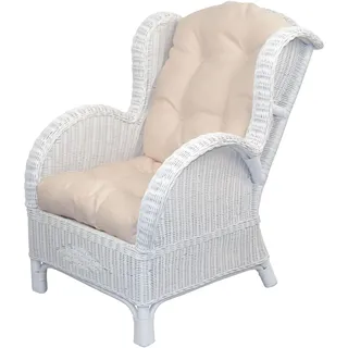 Ohrensessel, weiß, B:66cm H:96cm T:89cm, HOFMANN LIVING AND MORE, Sessel, Ohrensessel, Handgeflochten