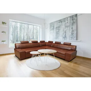 Echtleder Ecksofa 262 x 262 cm Echt Leder Sofa Couch Eckcouch mit Bettfunktion