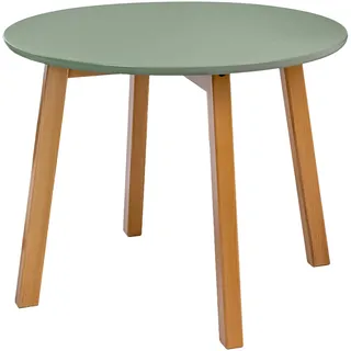 POSNORD Couchtisch Rund Ø 60 cm Höhe 47.5 cm | Beistelltisch Couch Holz mit Buchenholzbeinen | Wohnzimmertisch Skandinavisch/Sofatisch | Couchtisch Olivgrün