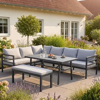 bellavista - Home&Garden® Gartenlounge Maia Aluminium Grau Anthrazit 8 Personen Lounge-Set - Grau