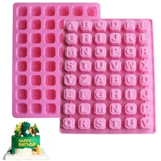 LuxusKollektion Schokoladenform Backform Silikon Buchstaben 2Stk 48 Vertiefungen, (2-tlg) rosa