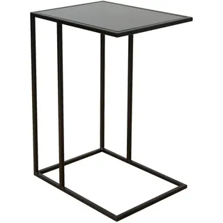Novel Beistelltisch, Schwarz, Metall, Glas, rechteckig, eckig, C-Form, 35x65x45 cm, Wohnzimmer, Wohnzimmertische, Beistelltische, Beistelltische Metall