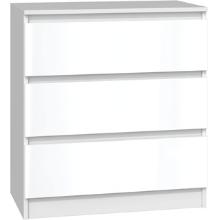 CDF Kommode Malwa M3 | Farbe: Weiß glänzend | Schrank für Dokumente, Kleinigkeiten | Ideal für Wohnzimmer, Schlafzimmer, Kinderzimmer, Jugendzimmer und Büro | 3 geräumige Schubladen | Nachttisch