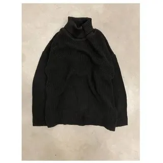 Männer Pullover mit Rollkragen, Drop Shoulder Oversize Fit Herren L Schwarz