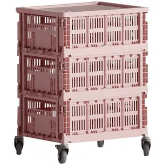 HAY - Colour Crate Beistelltisch auf Rollen, medium, blush