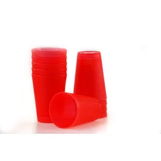 S&S-Shop 150 Plastik Trinkbecher 0,4 l - rot - Mehrwegtrinkbecher/Partybecher/Becher