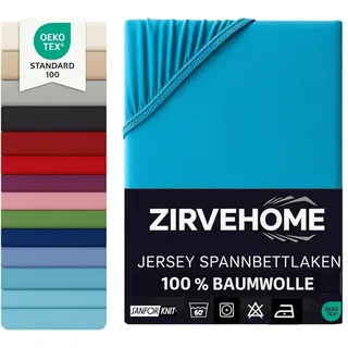 ZIRVEHOME Spannbettlaken Jersey-Baumwolle 140 x 200 - 160 x 200 cm Petrol