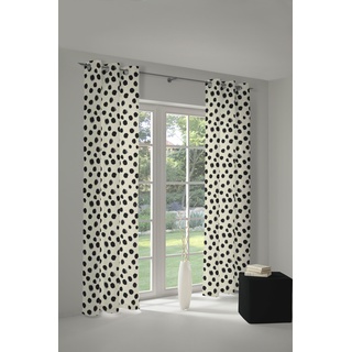 Vorhang ADAM "Dots" Gardinen Gr. 225 cm, Ösen, 145 cm, weiß (naturweiß, schwarz) Ösen nachhaltige Materialien