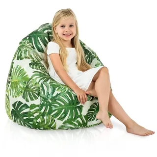 Italpouf Kindersitzsack L, Sitzkissen, Indoor & Outdoor, Sitzsack Sessel für Kinder, EPS Perlen Füllung, Abnehmbarer Bezug, Wasserdicht, Zertifiziert, Dschungel