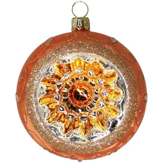 Schatzhauser Weihnachtsbaumkugel Reflexkugel Spitzenbordüre Mandarine orange Eis (1 St), mundgeblasen, handbemalt orange Ø 8 cm