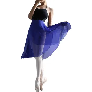 Hoerev Frauen Mädchen Erwachsene Transparenter Wickelrock Ballettrock Ballett Tanz Tanzbekleidung, Schatz Blau, L - L