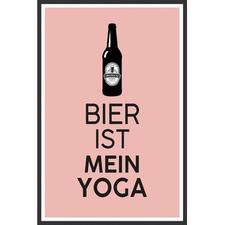 Metallbild QUEENCE "Bier Yoga" Bilder Gr. B/H: 45 cm x 30 cm, Metallbild, schwarz Bilder