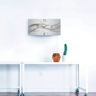 Wanduhr ARTLAND "Abstraktes Design - schöne Welle" Wanduhren Gr. B/H/T: 60 cm x 30 cm x 0,3 cm, Funkuhr, silberfarben Wanduhren 3D Optik gebogen, mit Quarz- oder Funkuhrwerk, versch. Größen