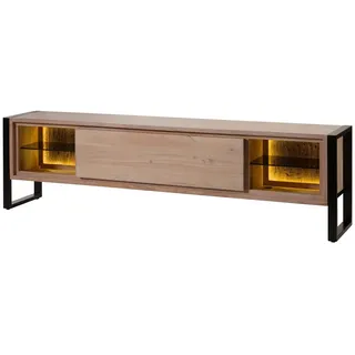 Massivmoebel24 DENVER Lowboard 220x40x60 cm Beige/Massivholz