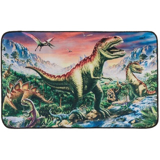 mtb more energy Deko Teppich ''T-Rex World'' - Dinosaurier Teppich Bettvorleger Fussmatte - 80x50 cm - Kinderzimmer Dino Zierteppich Geschenk