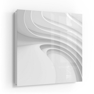 DEQORI Schlüsselkasten 'Fließende Lamellenlinien', Glas Schlüsselbox modern magnetisch beschreibbar weiß