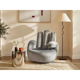 vente-unique Fingersessel drehbar Samt 82 x 89 x 78 cm Anthrazit mit Kissen